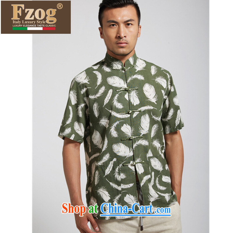 FZOG short-sleeved short summer with new China wind national costumes, for men the Snap floral T-shirt green XXXL, FZOG, shopping on the Internet