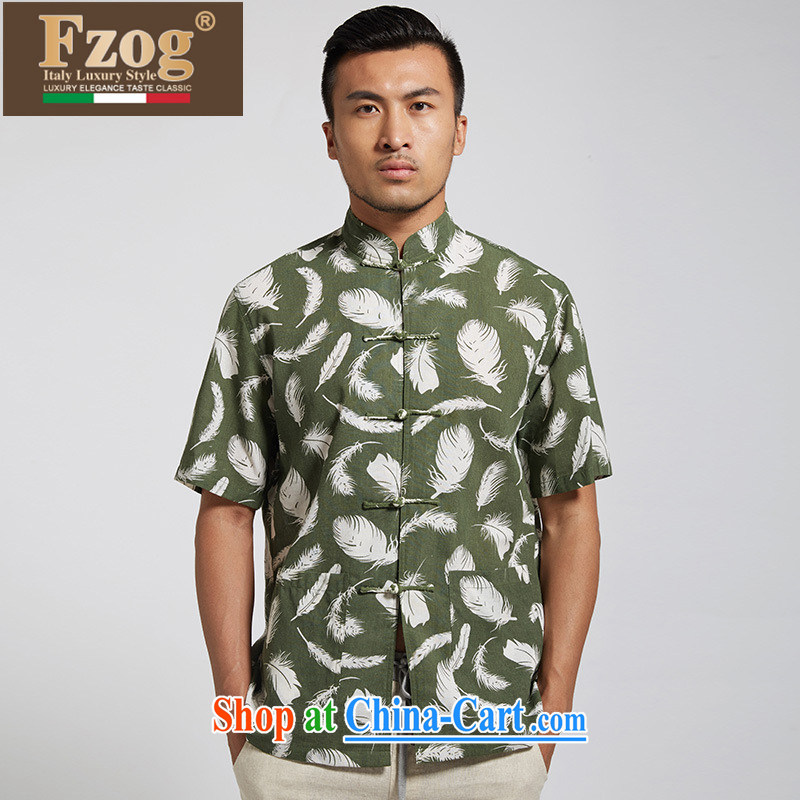 FZOG short-sleeved short summer with new China wind national costumes, for men the Snap floral T-shirt green XXXL, FZOG, shopping on the Internet