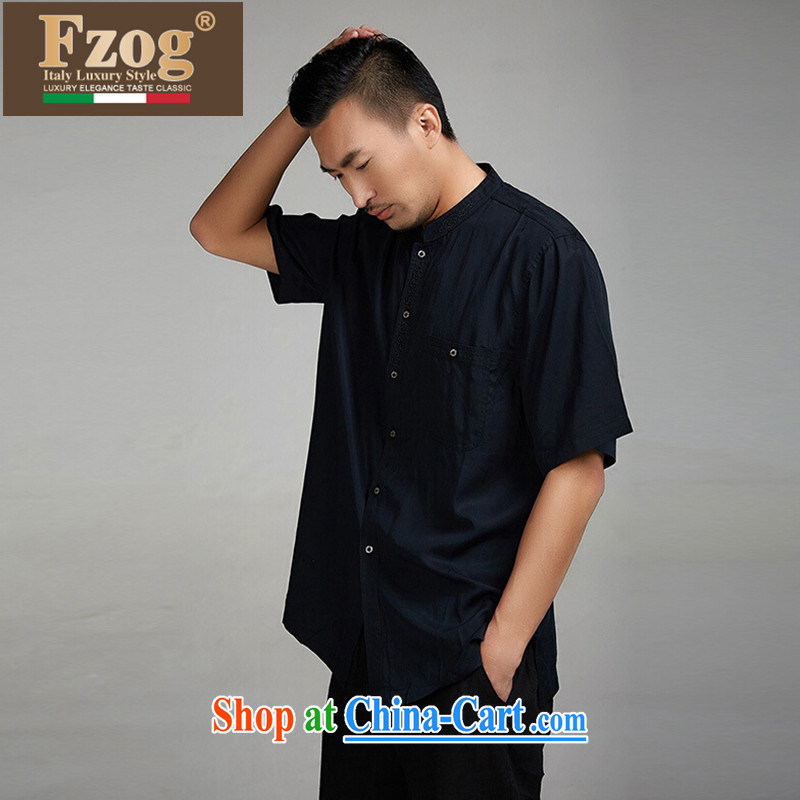 FZOG summer 2015 new short-sleeved T-shirt China wind men's classic embroidery, apply for retro Tang black XXXXL, FZOG, shopping on the Internet