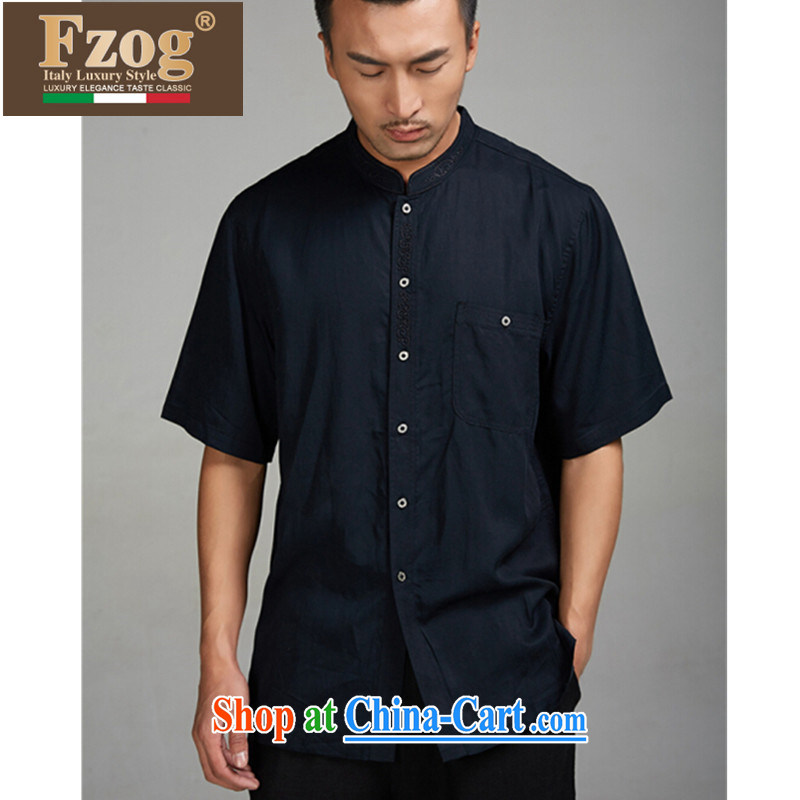 FZOG summer 2015 new short-sleeved T-shirt China wind men's classic embroidery, apply for retro Tang black XXXXL, FZOG, shopping on the Internet