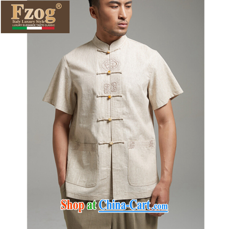 FZOG genuine linen short-sleeve T-shirt 2015 new summer leisure men, for the charge-back national costumes Cornhusk yellow XXXXL, FZOG, shopping on the Internet