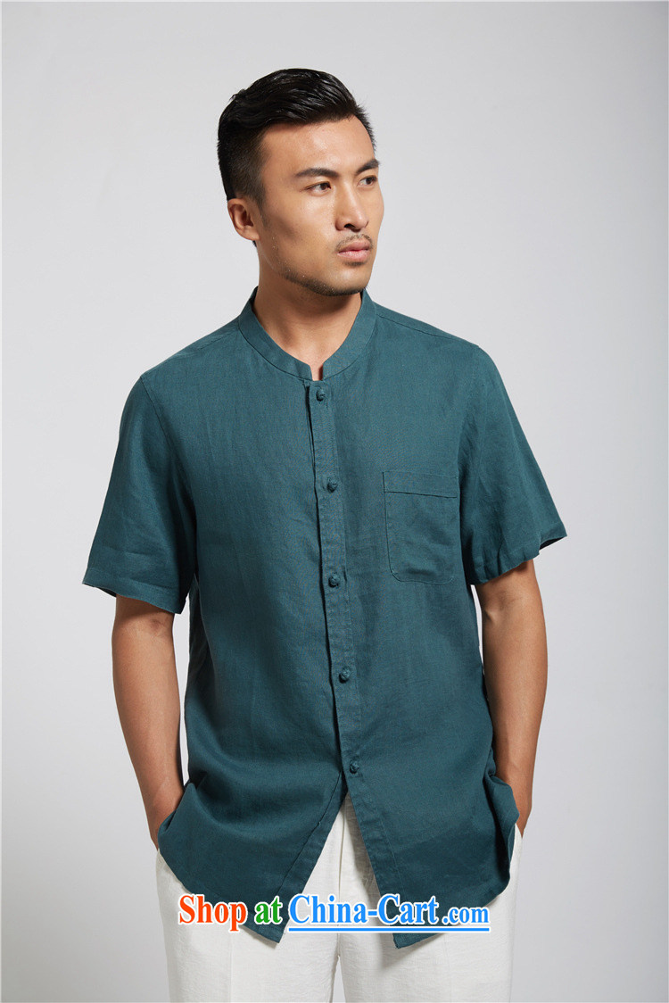 2015 FZOG new leisure Chinese short-sleeve T-shirt green genuine linen men's China wind summer green XXXL pictures, price, brand platters! Elections are good character, the national distribution, so why buy now enjoy more preferential! Health