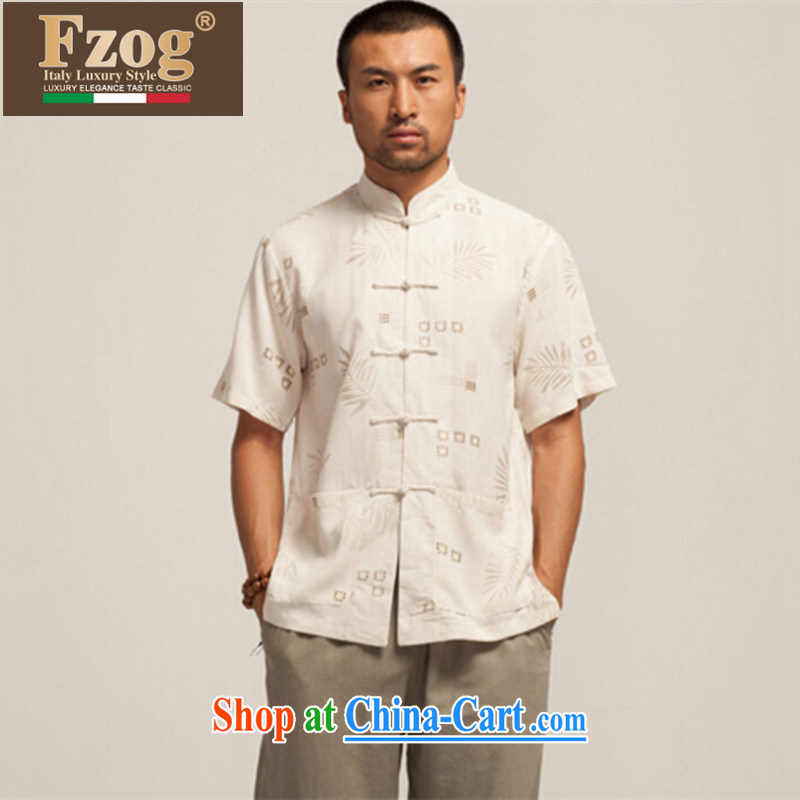 FZOG China wind summer leisure men's short-sleeve T-shirt 2015 new genuine classic buckle Tang replace M yellow XXXL