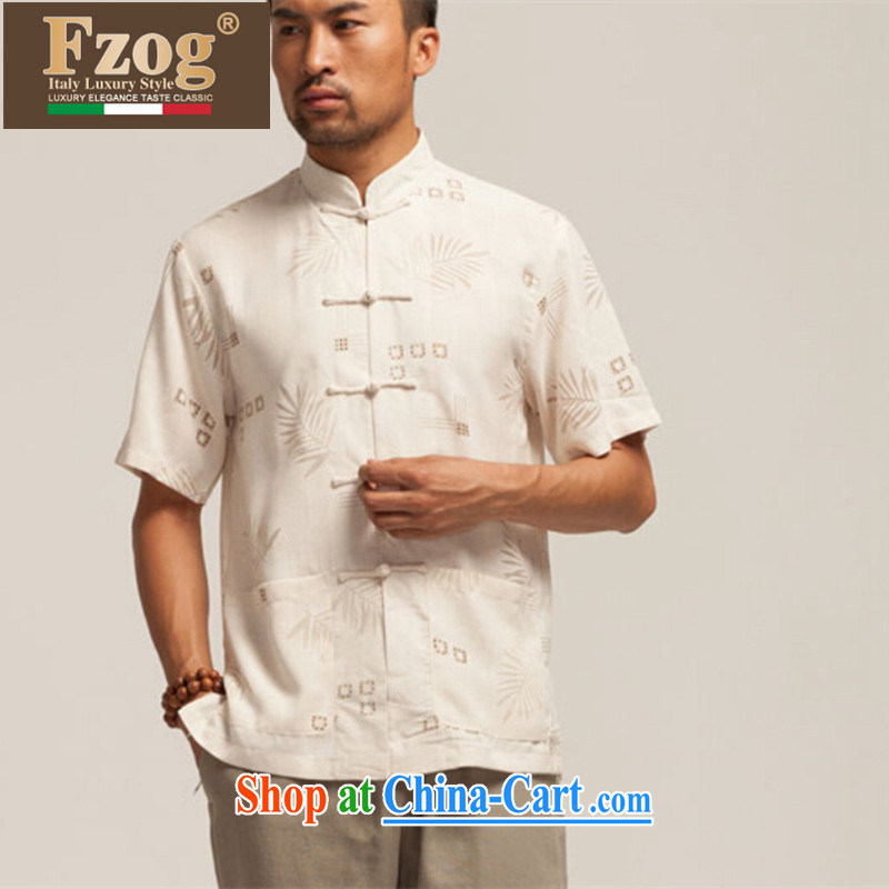 FZOG China wind summer leisure men's short-sleeve T-shirt 2015 new, genuine classic buckle Tang replacing M yellow XXXL, FZOG, shopping on the Internet