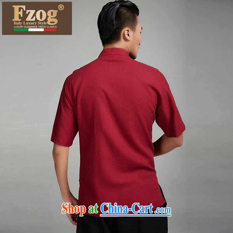 2015 FZOG new summer middle-aged short-sleeved father loaded the code, for thin Chinese-buckle Tang red XXXL, FZOG, shopping on the Internet