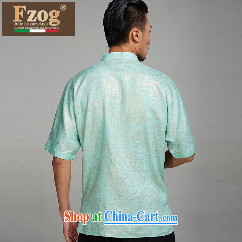 FZOG China wind men's high-end Chinese Nation summer clothing, for the charge-back Chinese short-sleeved men's green XXL, FZOG, shopping on the Internet