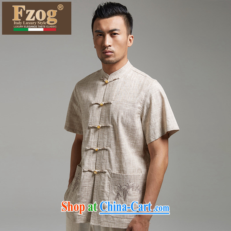 2015 FZOG new high-end linen short-sleeve men's summer leisure China wind, breathable shirt m yellow XXXXL pictures, price, brand platters! Elections are good character, the national distribution, so why buy now enjoy more preferential! Health