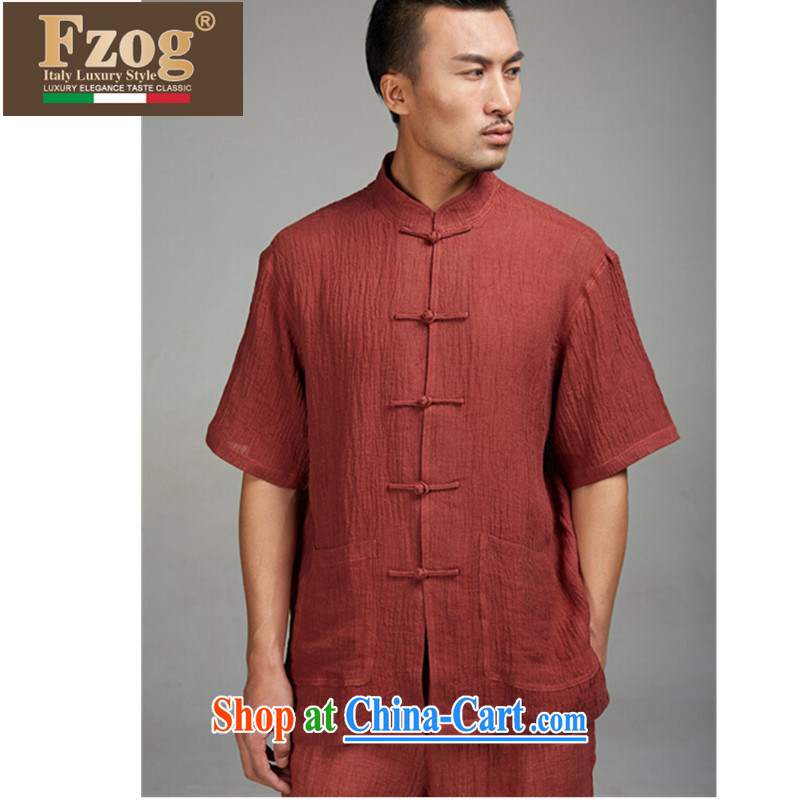 FZOG summer 2015 new leisure Chinese short-sleeved thin breathable men Chinese hand-buckle clothing red XXXL, FZOG, shopping on the Internet