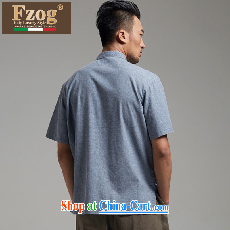 FZOG summer 2015 new men in the elderly, short-sleeved, collared T-shirt Dad discs snap Tang with gray-blue XXXL, FZOG, shopping on the Internet