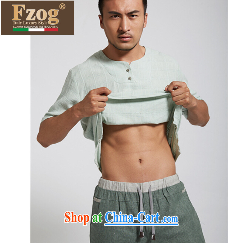 FZOG summer 2015 new short-sleeved T-shirt classic Chinese wind men's comfortable Chinese iron-free light blue XXXL, FZOG, shopping on the Internet