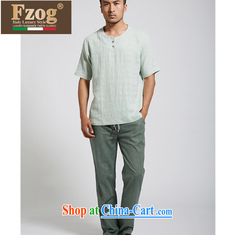 FZOG summer 2015 new short-sleeved T-shirt classic Chinese wind men's comfortable Chinese iron-free light blue XXXL, FZOG, shopping on the Internet