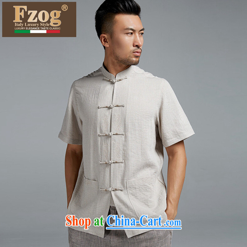 FZOG in summer 2015 men's short-sleeved tang on the elderly father with thin breathable Casual Shirt light gray XXXXL, FZOG, shopping on the Internet
