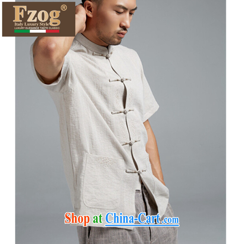FZOG in summer 2015 men's short-sleeved tang on the elderly father with thin breathable Casual Shirt light gray XXXXL, FZOG, shopping on the Internet