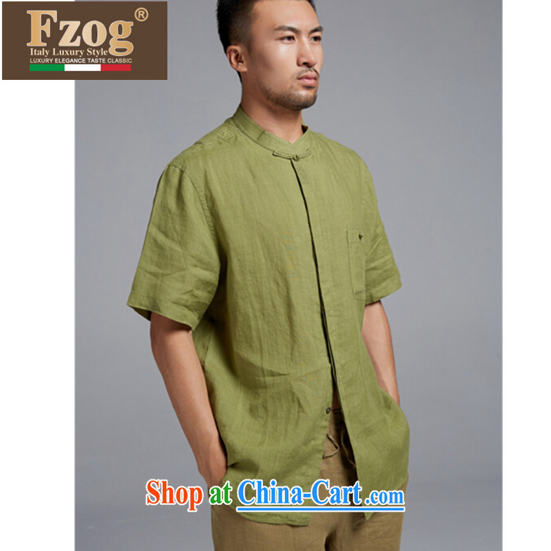 FZOG summer 2015 New China wind short-sleeved, collared T-shirt casual Chinese male, thin, breathable green XXXL, FZOG, shopping on the Internet