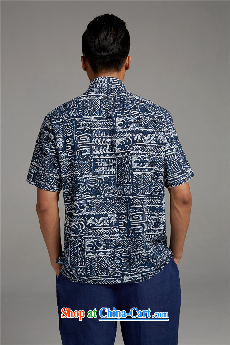 FZOG summer 2015 new, older men's short-sleeved T-shirt casual China wind stamp tray snaps Tang blue XL pictures, price, brand platters! Elections are good character, the national distribution, so why buy now enjoy more preferential! Health