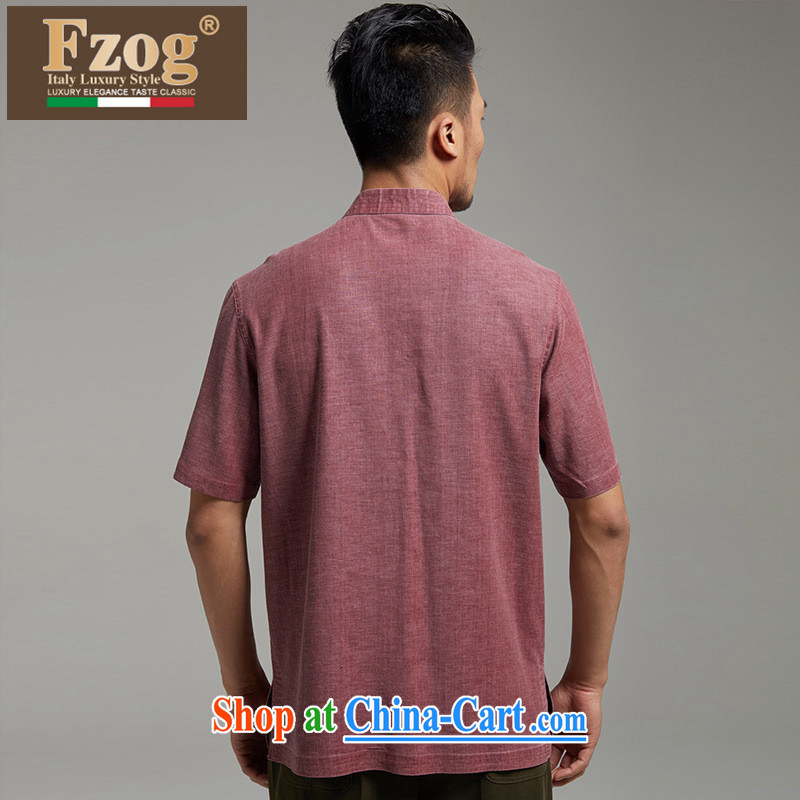 FZOG summer 2015 new Chinese leisure male Chinese wind men's Chinese-tie, collared T-shirt red XXXL, FZOG, shopping on the Internet