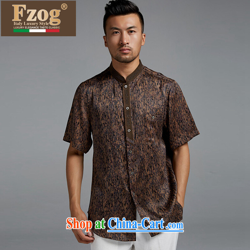 FZOG high-end sauna silk China wind antique Chinese national costumes, short-sleeved summer male figure color XXXXL