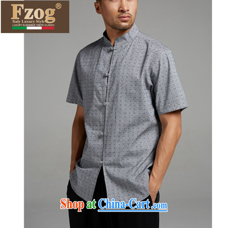 FZOG short-sleeved summer male China wind Lounge, for popular stamp gray thin breathable Tang with gray XXXL, FZOG, shopping on the Internet