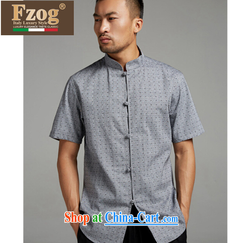 FZOG short-sleeved summer male China wind Lounge, for popular stamp gray thin breathable Tang with gray XXXL, FZOG, shopping on the Internet