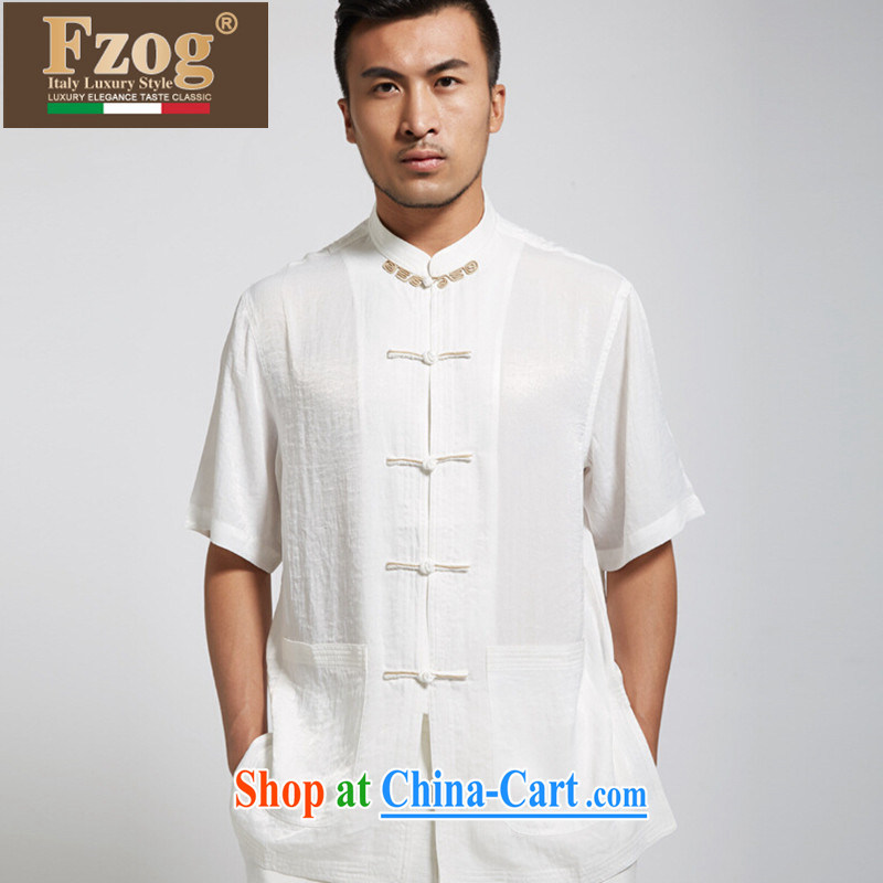 FZOG summer 2015 New China wind leisure Chinese men is detained for a solid color, comfortable T-shirt white XXXL