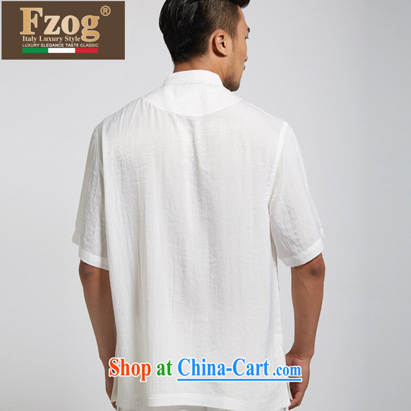 FZOG summer 2015 New China wind leisure Chinese men is withheld, for solid color, comfortable T-shirt white XXXL, FZOG, shopping on the Internet