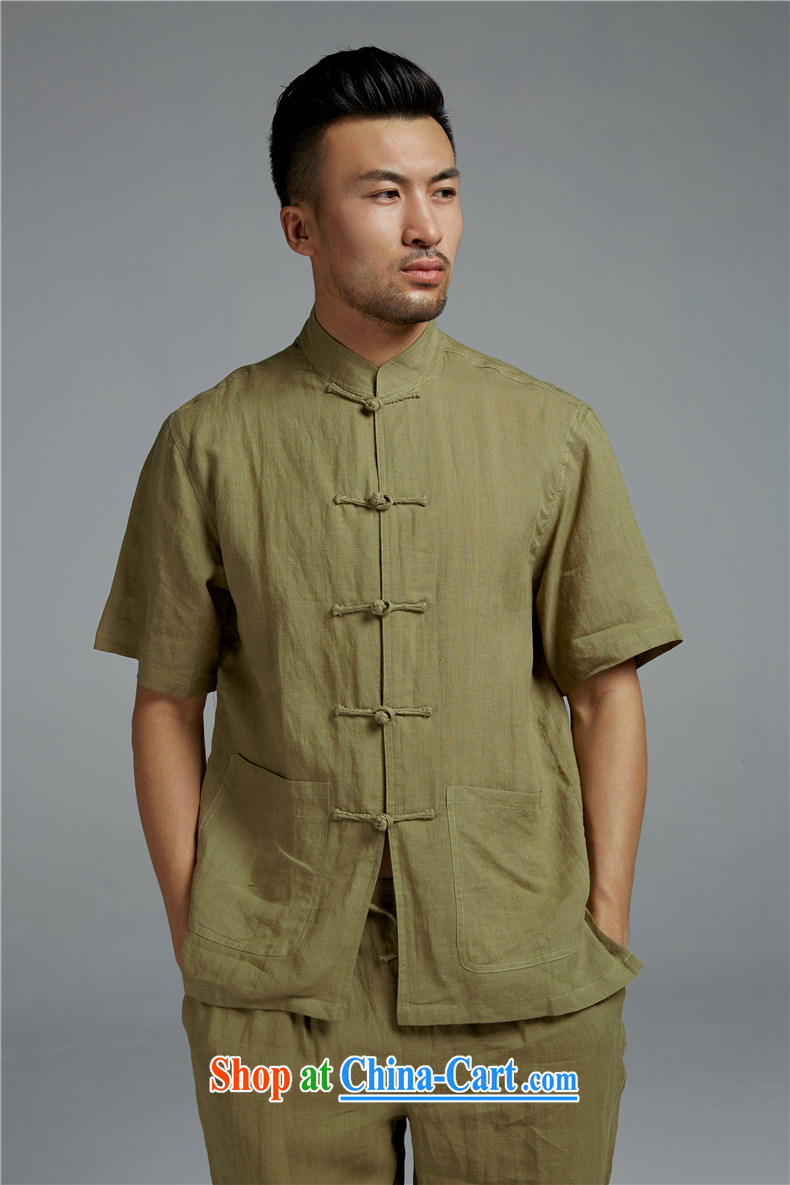 FZOG Chinese style Chinese short-sleeved high-end linen Chinese T-shirt summer Classic manual tray snap male yellow and green XXXL pictures, price, brand platters! Elections are good character, the national distribution, so why buy now enjoy more preferential! Health
