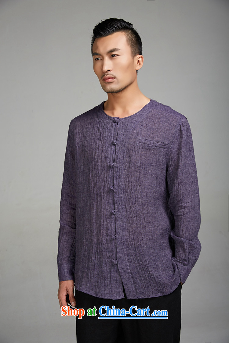 FZOG high correct Chinese wind male Chinese linen long-sleeved T-shirt summer round-collar antique Chinese purple XXXL pictures, price, brand platters! Elections are good character, the national distribution, so why buy now enjoy more preferential! Health