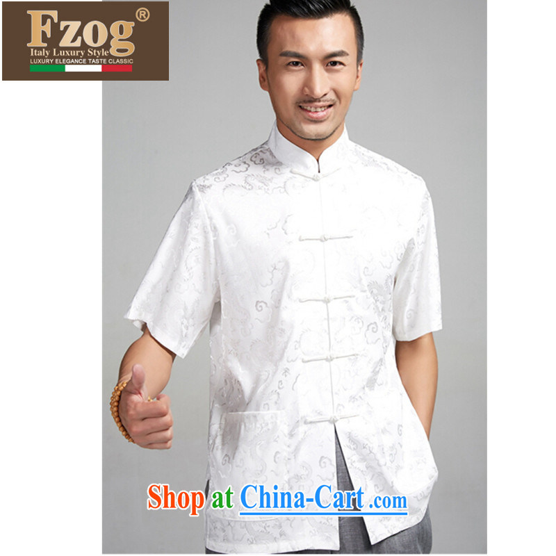 FZOG summer 2015 new, larger Chinese short-sleeved Chinese national costumes, and, for the buckle clothing white XXXXL, FZOG, shopping on the Internet