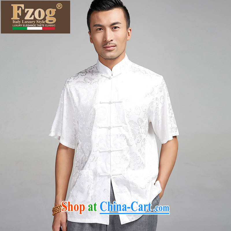 FZOG summer 2015 new, larger Chinese short-sleeved Chinese national costumes, and, for the buckle clothing white XXXXL, FZOG, shopping on the Internet