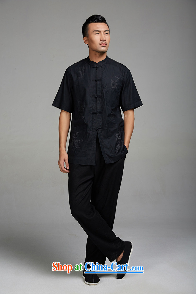 FZOG Chinese male, older short-sleeved tray snap National Service embroidered summer thin, for black T-shirt black XL pictures, price, brand platters! Elections are good character, the national distribution, so why buy now enjoy more preferential! Health