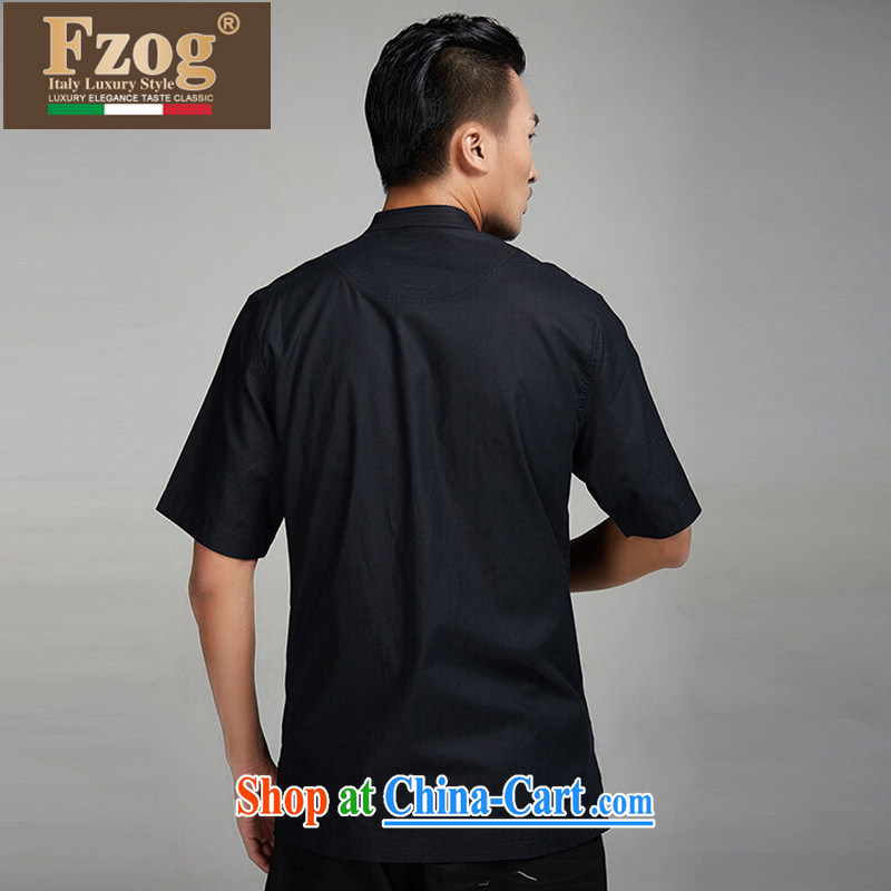FZOG tang on men and the elderly in short-sleeved tray snap National Service embroidered summer thin, for black T-shirt black XL, FZOG, shopping on the Internet