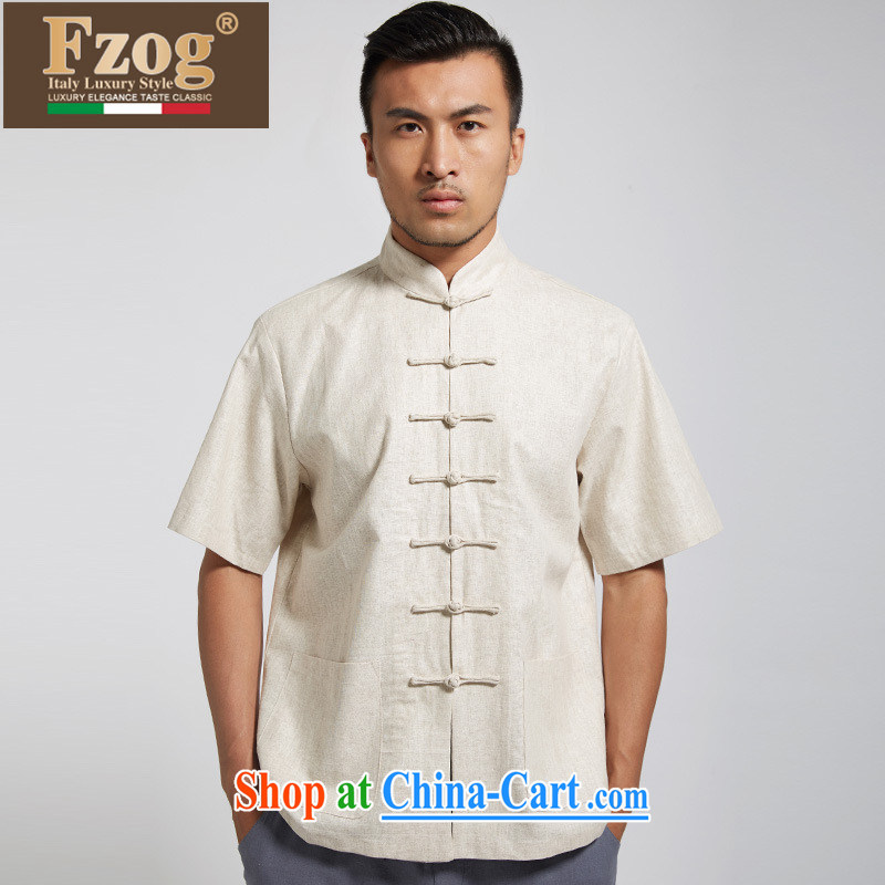 FZOG summer 2015 new short-sleeved T-shirt Chinese-buckle tang on China wind leisure men's genuine m yellow XXXXL, FZOG, shopping on the Internet