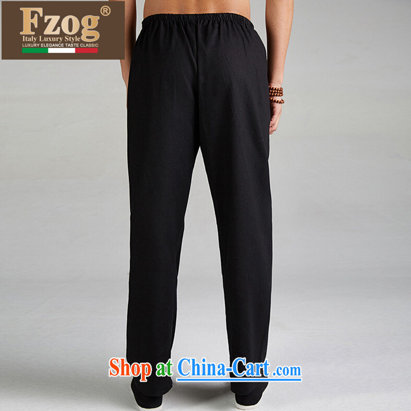 FZOG summer 2015 New Leisure Long pants China wind men solid-colored, breathable Tang in black XXXL, FZOG, shopping on the Internet