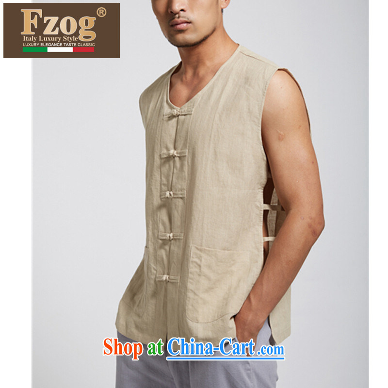 FZOG China Summer 2015 New Men's genuine Chinese elderly in leisure solid-colored T-shirt yellow XXXL, FZOG, shopping on the Internet