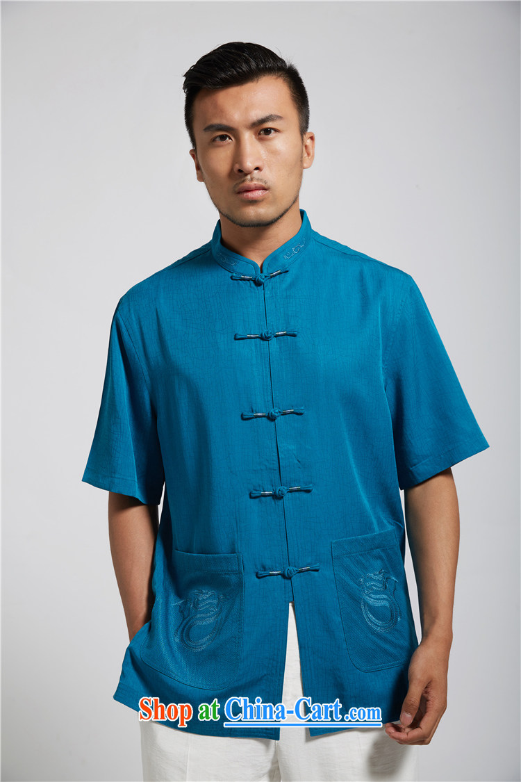 FZOG classic embroidery short-sleeved, collared T-shirt Mr Ronald ARCULLI in men's National wind Chinese-buckle Tang blue XXXL pictures, price, brand platters! Elections are good character, the national distribution, so why buy now enjoy more preferential! Health