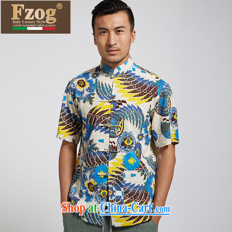 In FZOG older China wind men's summer 2015 new, personalized floral short sleeve leisure Chinese XXXL suit