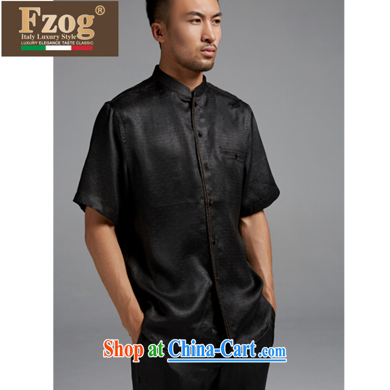 FZOG summer 2015 New Man Tang with Sauna in silk older short-sleeved, for leisure father black XXXL, FZOG, shopping on the Internet