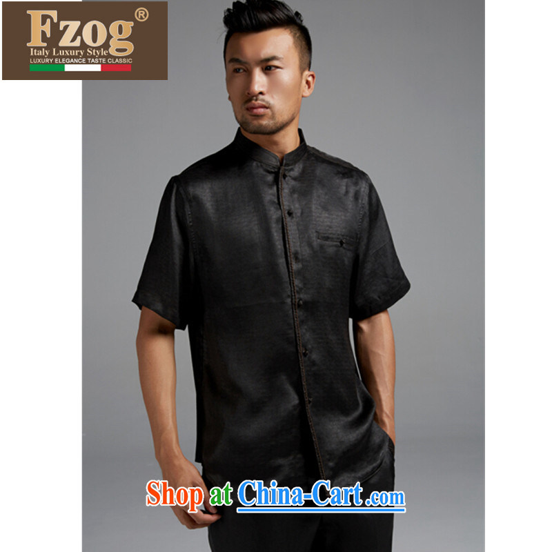 FZOG summer 2015 New Man Tang with Sauna in silk older short-sleeved, for leisure father black XXXL, FZOG, shopping on the Internet