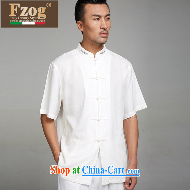 In FZOG older men's father is short on 2015 summer short-sleeved national winds, the buckle clothing white XXXL, FZOG, shopping on the Internet