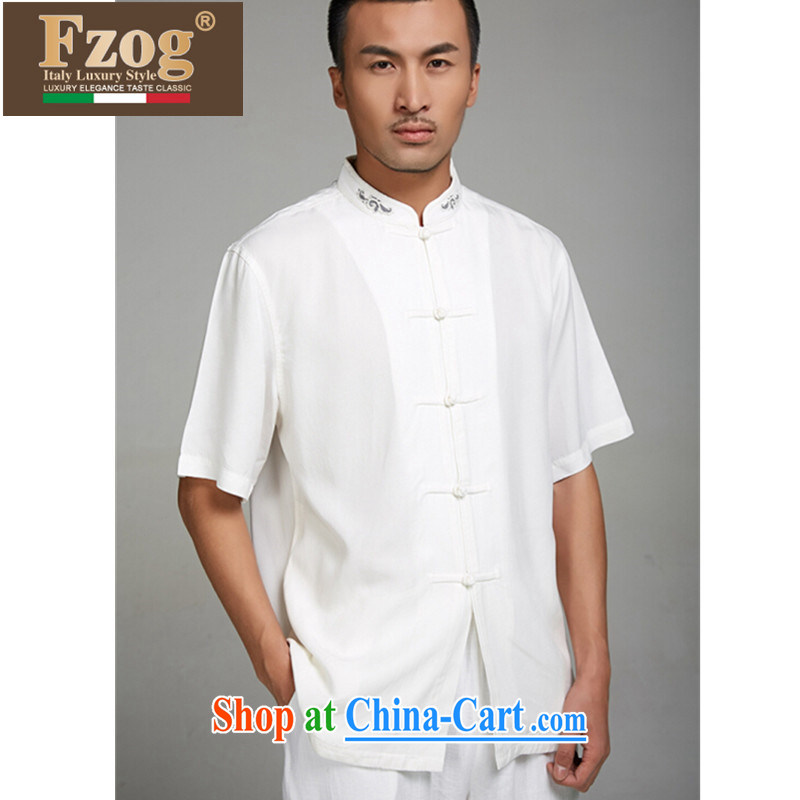 In FZOG older men's father is short on 2015 summer short-sleeved national winds, the buckle clothing white XXXL, FZOG, shopping on the Internet