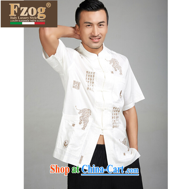 FZOG summer 2015 new leisure men's short-sleeved China wind is being detained in older Chinese White XL, FZOG, shopping on the Internet