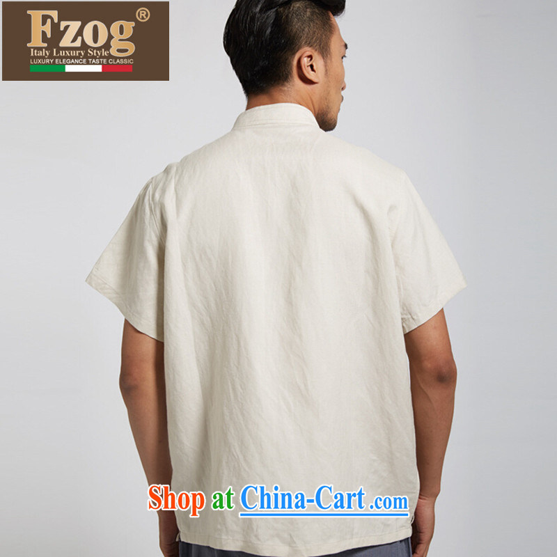 FZOG Tang in men's lax short-sleeved shirts, older Chinese national service, short-sleeved T-shirt, beige XXXL, FZOG, shopping on the Internet
