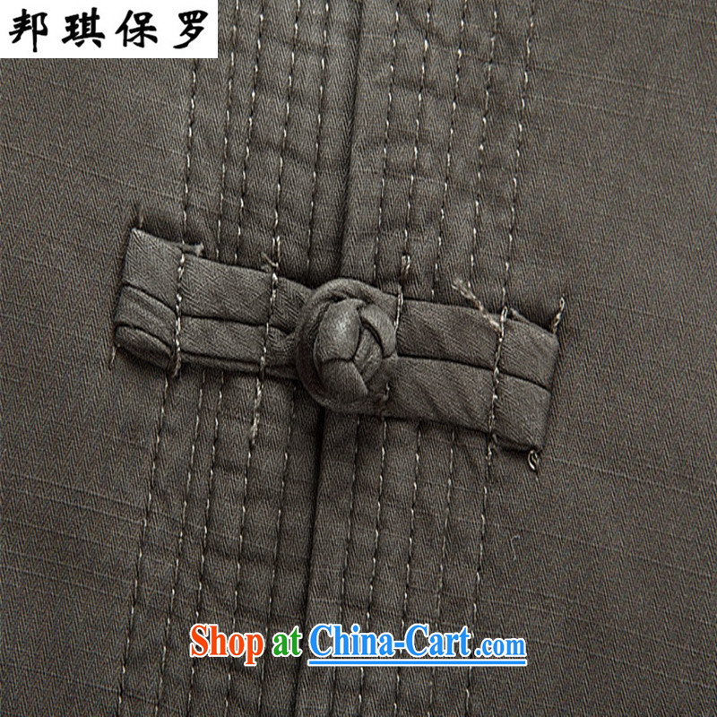 Bong-ki Paul middle-aged and older persons men tang on China wind autumn and winter Chinese long-sleeved T-shirt jacket quilted coat fall on middle-aged men and retro improved cotton suit gray-green M, Angel Paul, shopping on the Internet
