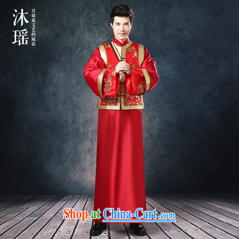 Mu Yao 2015 new Chinese wedding Summer Package Man Soo-kimono-su Wo service suits costumes the groom Chinese marriage the code thick smock red XL brassieres 130 CM, Mu Yao, shopping on the Internet