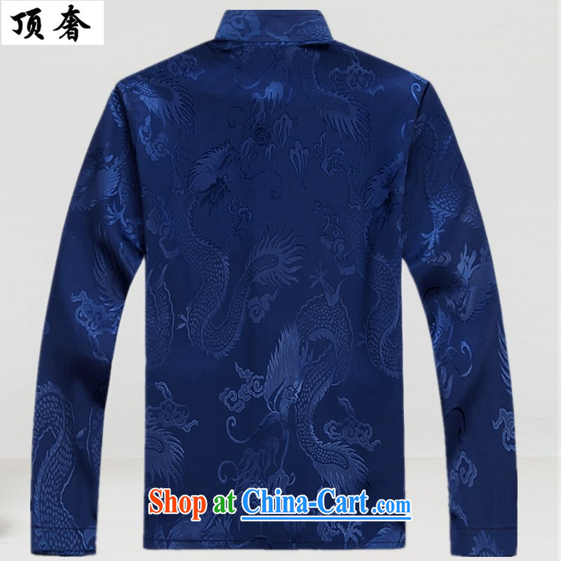 The top luxury long-sleeved men Tang Mounted Kit older persons in men's father is elderly men and Chinese grandfather Father's Day Spring and Autumn clothing, exercise clothing morning exercise clothing blue sleeve pants and clothing 175, the top luxury,