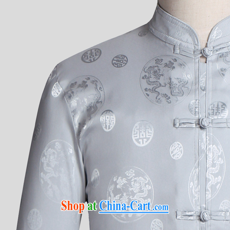 Van Gogh's new Chinese men's summer long-sleeved Kit Chinese, for the charge-back improved shirt birthday Chinese TCS 50 double-lung's Pearl gray 4 XL, Van Gogh-ho, online shopping