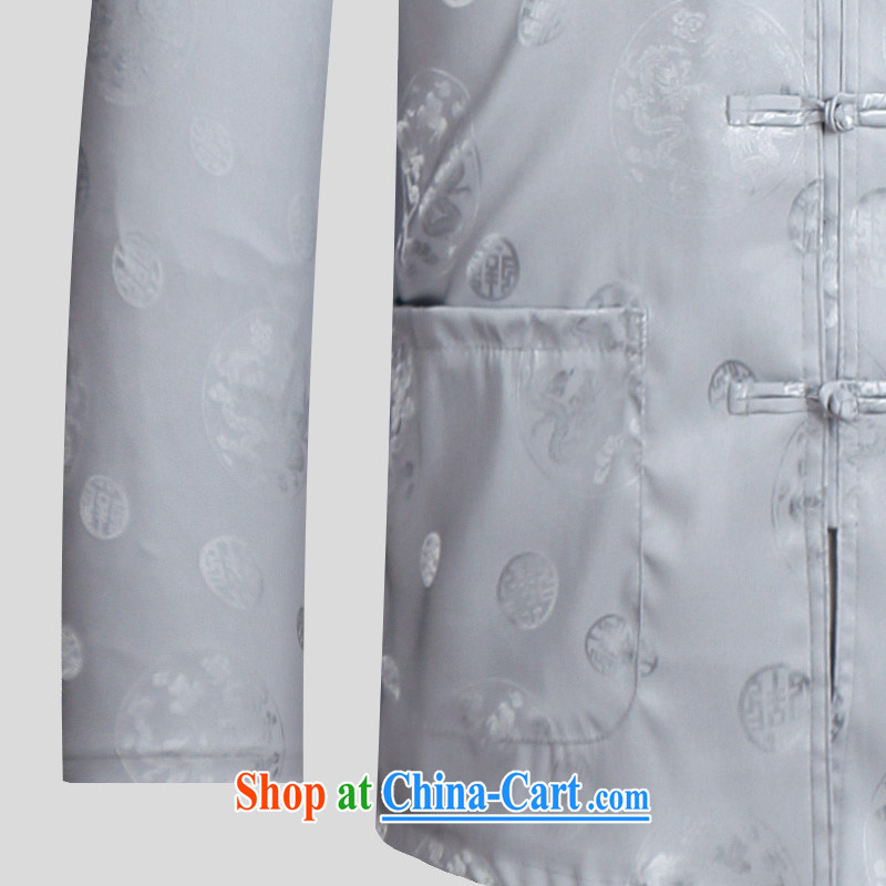Van Gogh's new Chinese men's summer long-sleeved Kit Chinese, for the charge-back improved shirt birthday Chinese TCS 50 double-lung's Pearl gray 4 XL, Van Gogh-ho, online shopping
