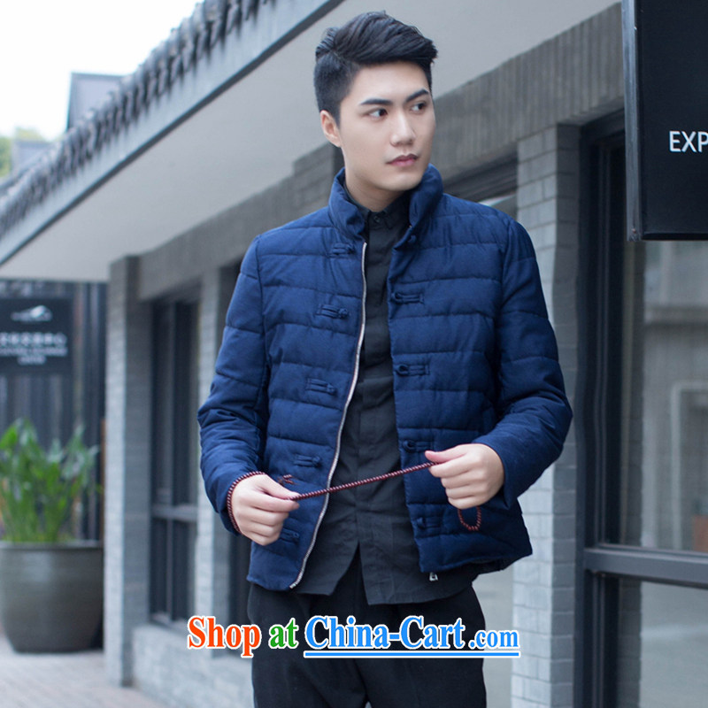 Find Sophie men Tang with autumn and winter pure color for hand-held China wind and feather cotton suit cultivating jacket folder and picture color 3XL, flexible employment, shopping on the Internet