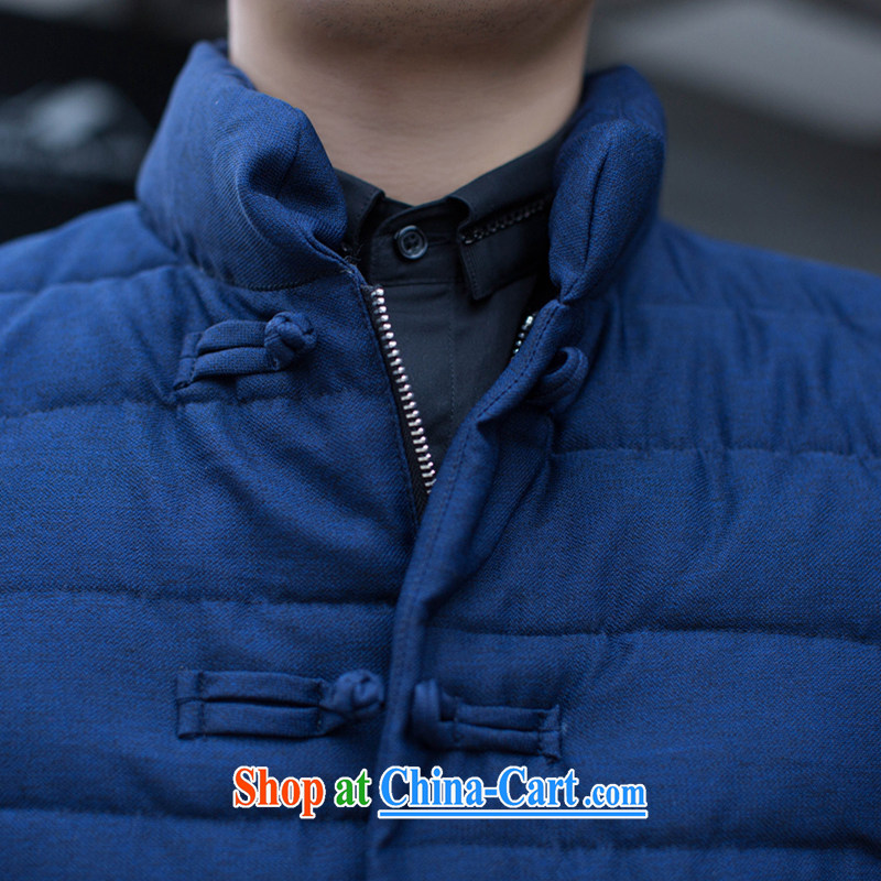 Take the male Tang with autumn and winter pure color manually for the buckle China wind and feather cotton suit cultivating jacket folder and picture color 3XL, spend, and shopping on the Internet
