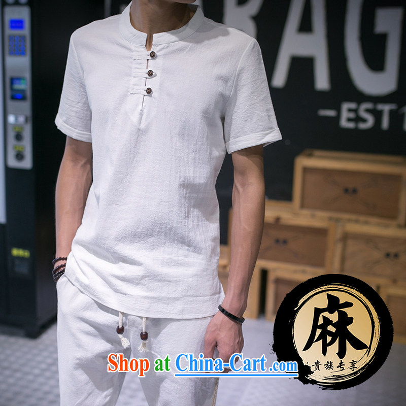 Check unit summer loose thin male T shirts China wind antique cotton linen V Yau Ma Tei for simple short-sleeved pants Kit Chinese Generalissimo 8016 dark L, unit, and on-line shopping
